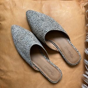 Madewell Pointed Toe Spotted Calf Hair Mules